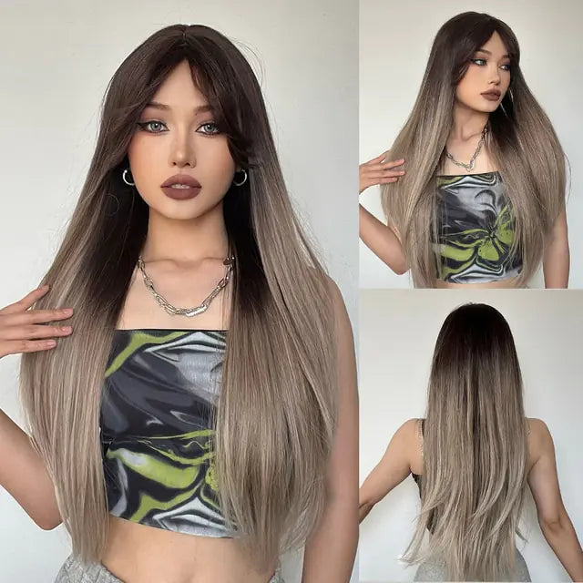 Synthetic Long Brown Wig - Eloy Royal