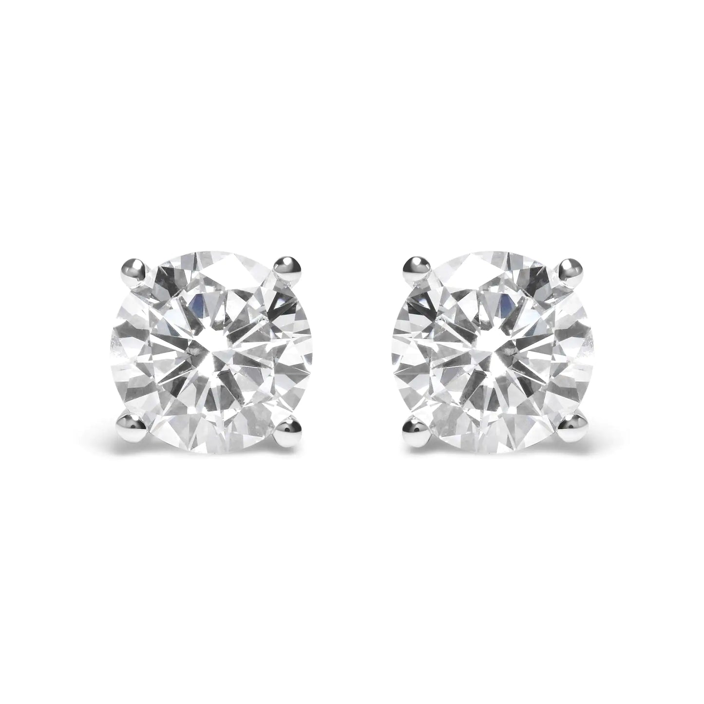 IGI Certified 14K White Gold 5.00 Cttw Round Brilliant-Cut Lab Grown Diamond Classic 4-Prong Stud Earrings with Screw Backs (F-G Color, SI1 Clarity)