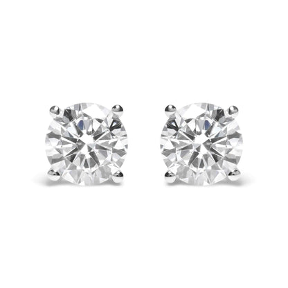 IGI Certified 14K White Gold 5.00 Cttw Round Brilliant-Cut Lab Grown Diamond Classic 4-Prong Stud Earrings with Screw Backs (F-G Color, SI1 Clarity)