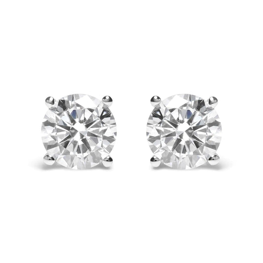 IGI Certified 14K White Gold 5.00 Cttw Round Brilliant-Cut Lab Grown Diamond Classic 4-Prong Stud Earrings with Screw Backs (F-G Color, SI1 Clarity)