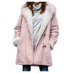 Winter Coats for Women 2024 Plus Size Warm Sherpa Fleece Lined Distressed Jackets Hooded Parka Faux Suede Pea Coat women coat womens sherpa lined jacket B01_PinkS