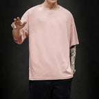 Men's Casual Cotton Short Sleeve Tee - Oversized Streetwear T20999 Pink M