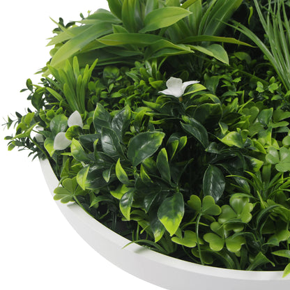 Artificial Green Wall Disc 30" White Frame UV Resistant