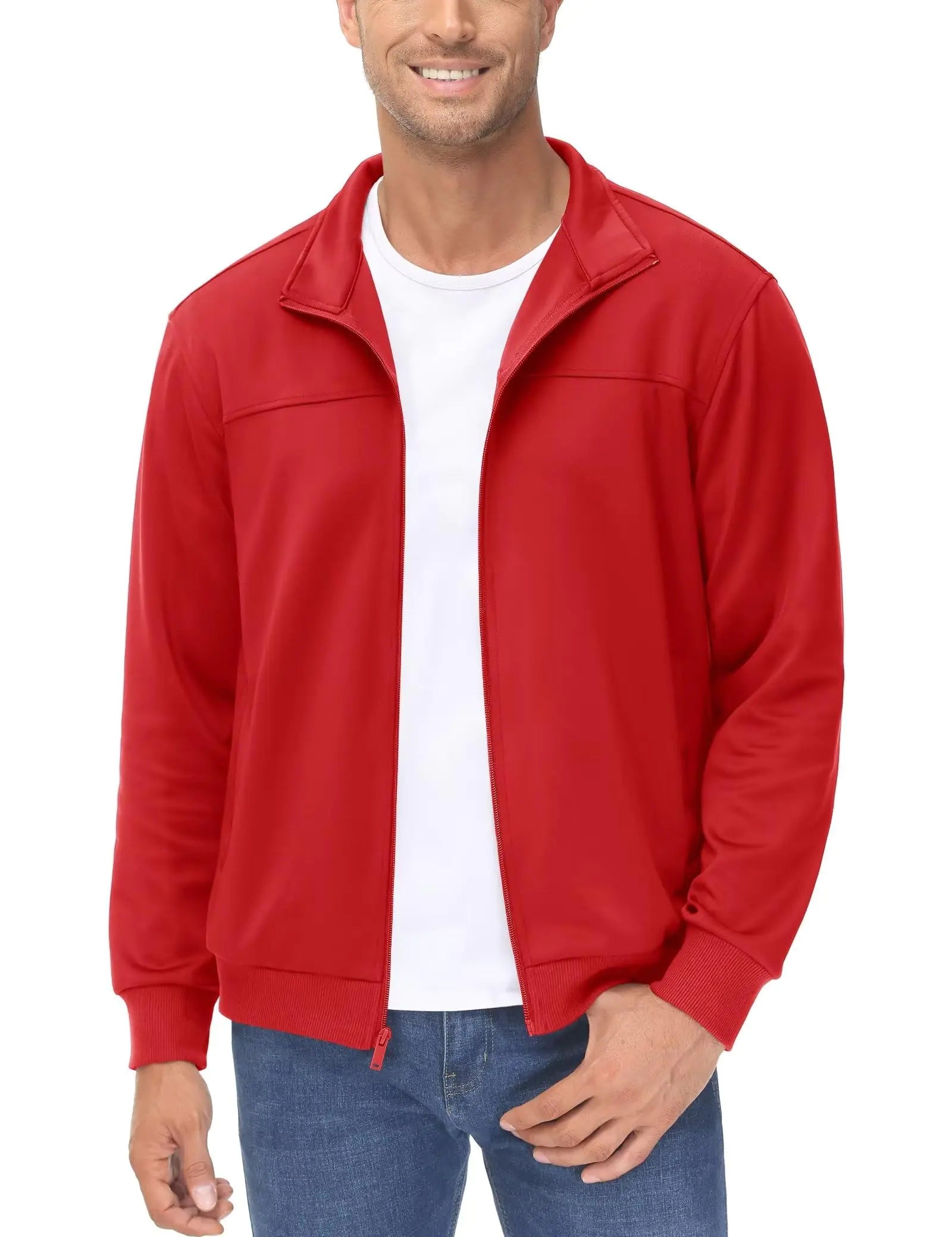 MAGCOMSEN Track Jackets For Men Baseball Jacket Casual Jackets Running Jacket With 2 Pockets Performance Stand Collar Athletic Jacket