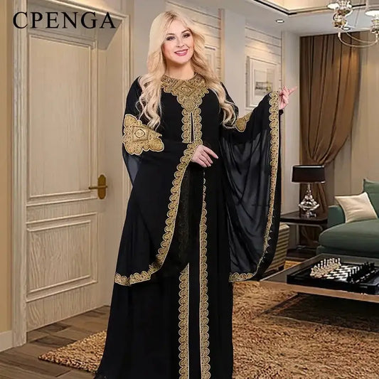 Gold Floral Abaya Set - Eloy Royal