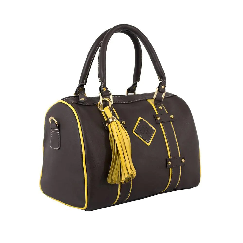 Make a Statement Leather Handbag-Chocolate/Citric Yellow - Eloy Royal