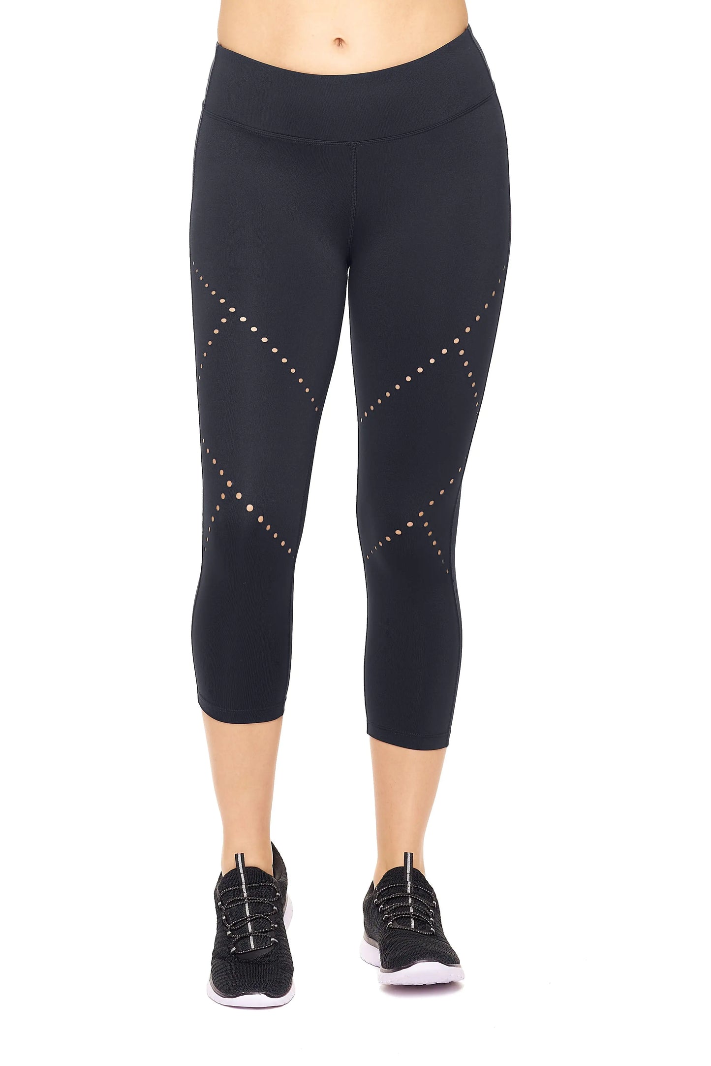 Women's Mid-Rise Diamond Laser Cut Capri Leggings