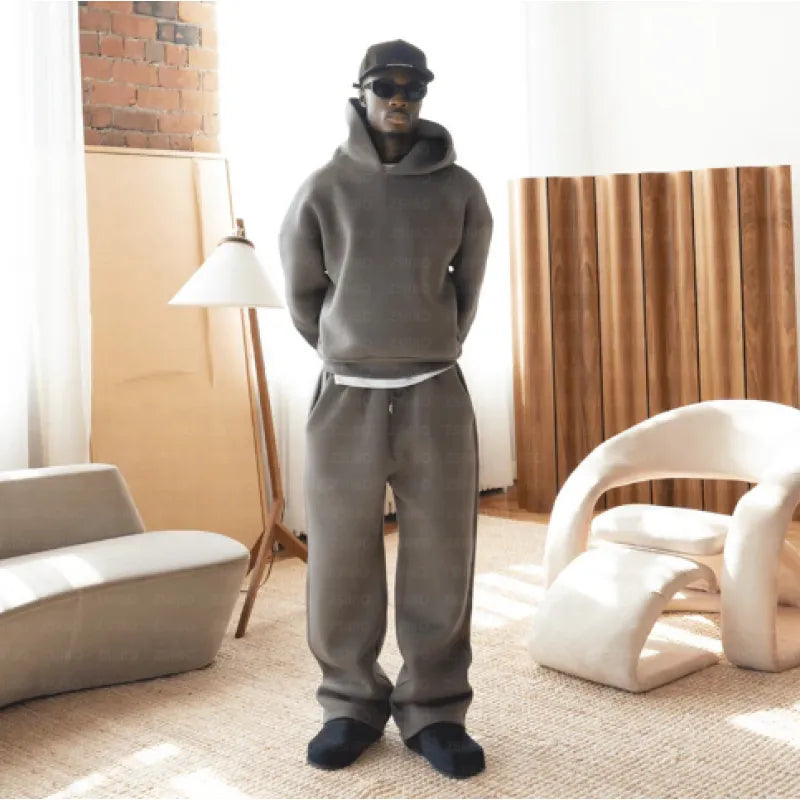 Fashion Hoodie & Sweatpants Set Dark Grey 2XL