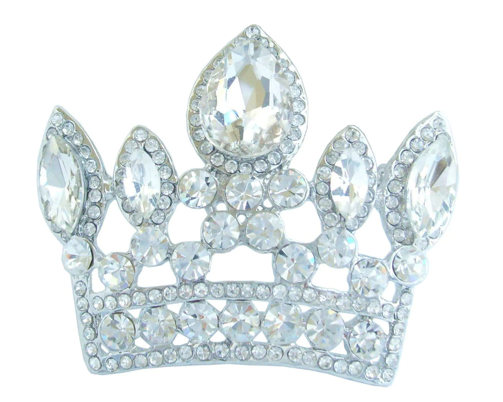 Sindary Classic 2.56" Crown Brooch Pin Pendant Austrian Crystal BZ5050 (Silver-Tone Clear) Silver-Tone Clear