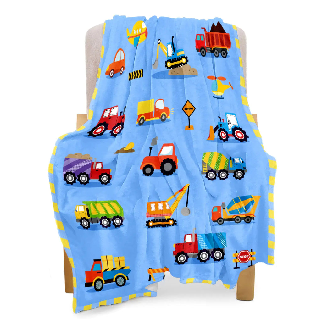 BOOPBEEP Construction Toddler Blanket for Boys Girls Lightweight Baby Kids Blanket Cute Soft Small Truck Car Blankets Comfy Fleece Flannel Plush Blue Throw Blankets Gifts 40x50 Blue Car 40x50 Inches
