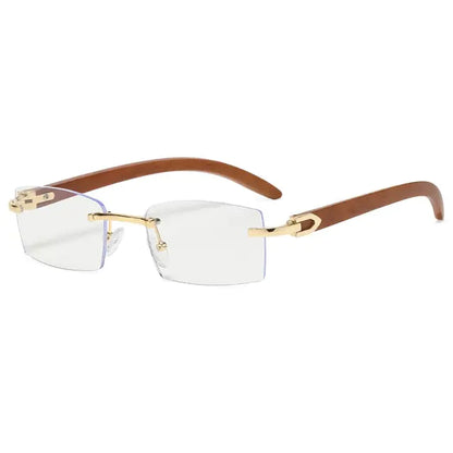 Rectangle Fashion Rimless Sunglasses Gold Transparent