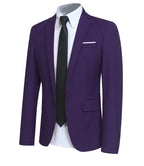 YFFUSHI Men Slim Fit One Button Blazer Jacket Casual/Party Sport CoatPurpleSmall