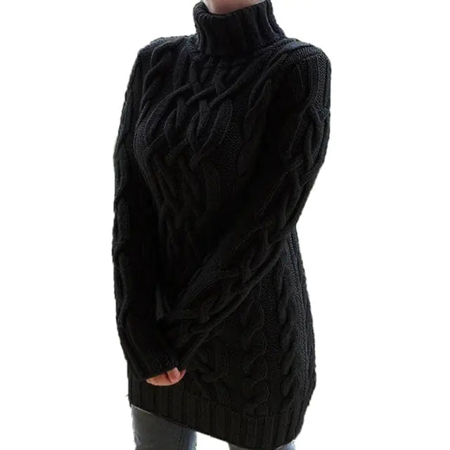 Turtleneck Twist Knitted Sweater Dress - Eloy Royal