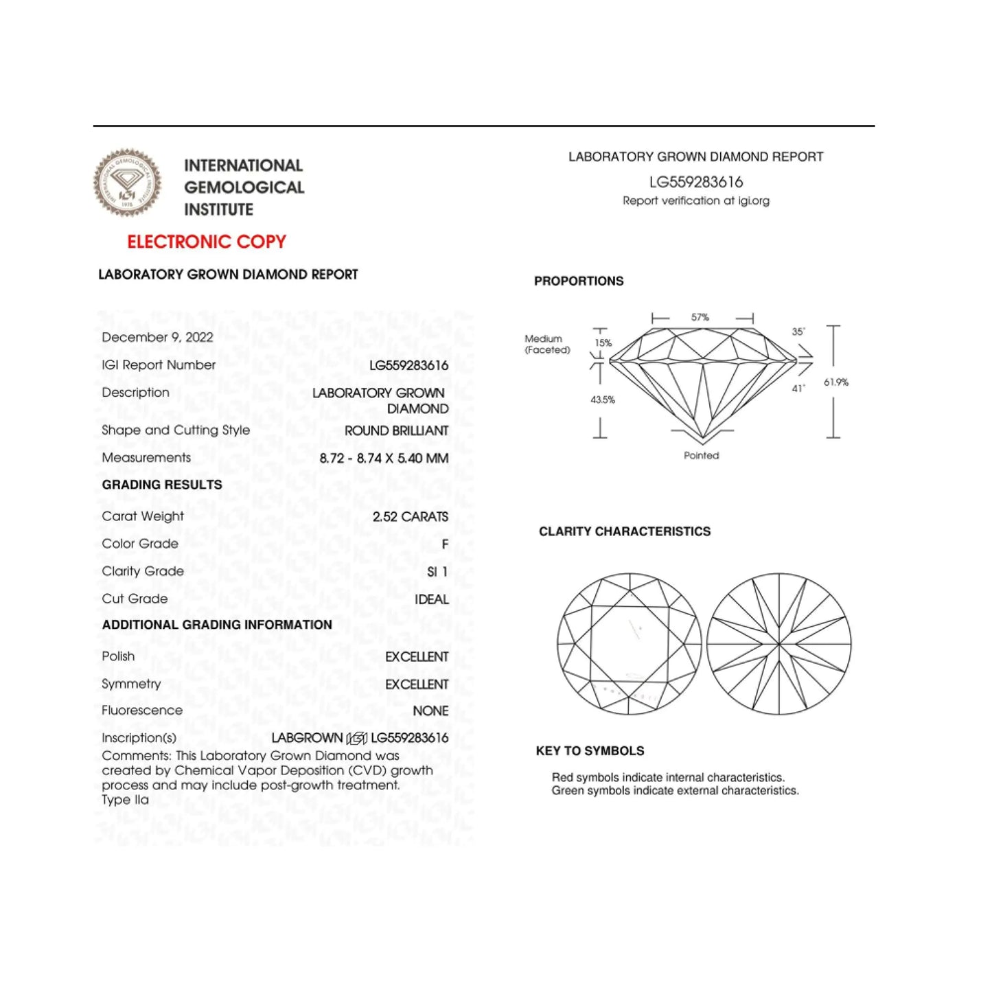 IGI Certified 14K White Gold 5.00 Cttw Round Brilliant-Cut Lab Grown Diamond Classic 4-Prong Stud Earrings with Screw Backs (F-G Color, SI1 Clarity)