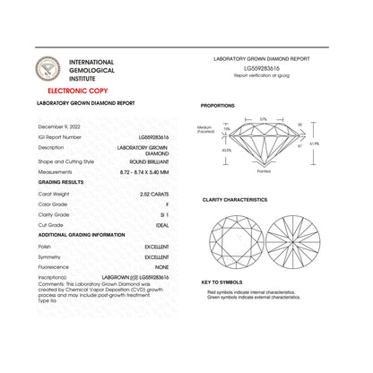 IGI Certified 14K White Gold 5.00 Cttw Round Brilliant-Cut Lab Grown Diamond Classic 4-Prong Stud Earrings with Screw Backs (F-G Color, SI1 Clarity)