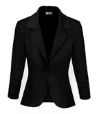 Hybrid & Company Women Premium Nylon Ponte Office Blazer JK1131 1073T Black XL