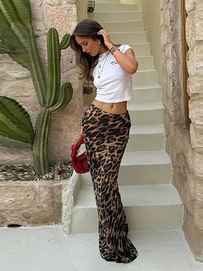 Leopard Print Length Skirt - Eloy Royal