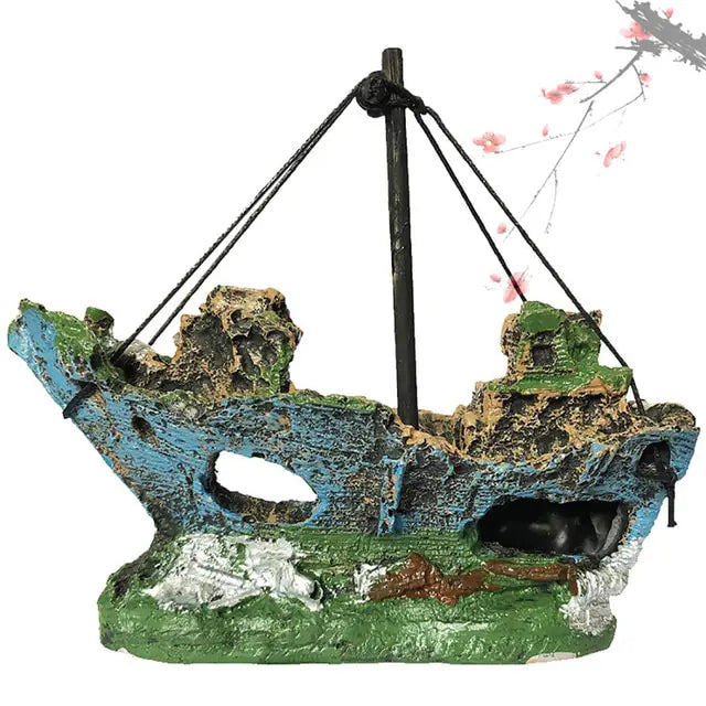 Aquarium Resin Ornament Pirate Ship Wreck - Eloy Royal