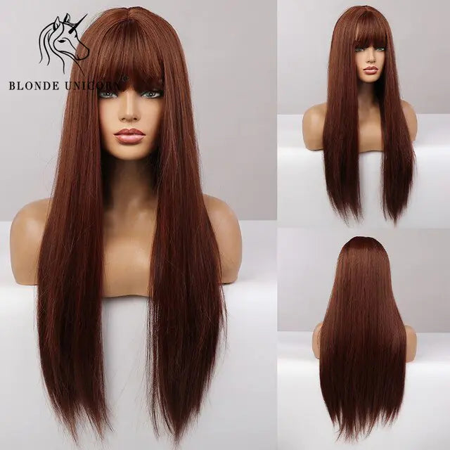 Synthetic Long Brown Wig - Eloy Royal