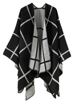 Hycurey Women Winter Knitted Faux Cashmere Poncho Capes Plus Size Shawl Cardigans Sweater Coat Coffee