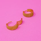 Triple Shine Huggie Earrings