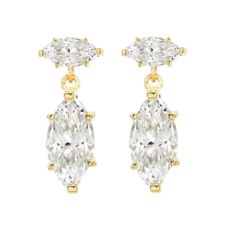 14k Gold Cubic Zirconia Dangle Earrings - Eloy Royal