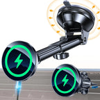 Coolpow for MagSafe Car Mount Charger Magsafe Car Charger Mount Wireless Car Charger【 Windshield+Vent+Dash】Magsafe Suction Cup Mount Charger Magnetic Phone Holder Car for iPhone 16 Pro Max 15 14 13 12 n a