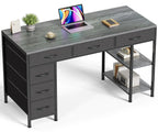 Huuger Computer Desk with 6 Drawers 47 Inch Office Desk with Shelves Reversible Gaming Desk Corner Desk with Storage Work Desk for Home Office Study Living Room Gray Charcoal Gray 47 inch