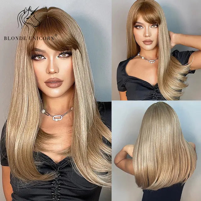 Synthetic Long Brown Wig - Eloy Royal