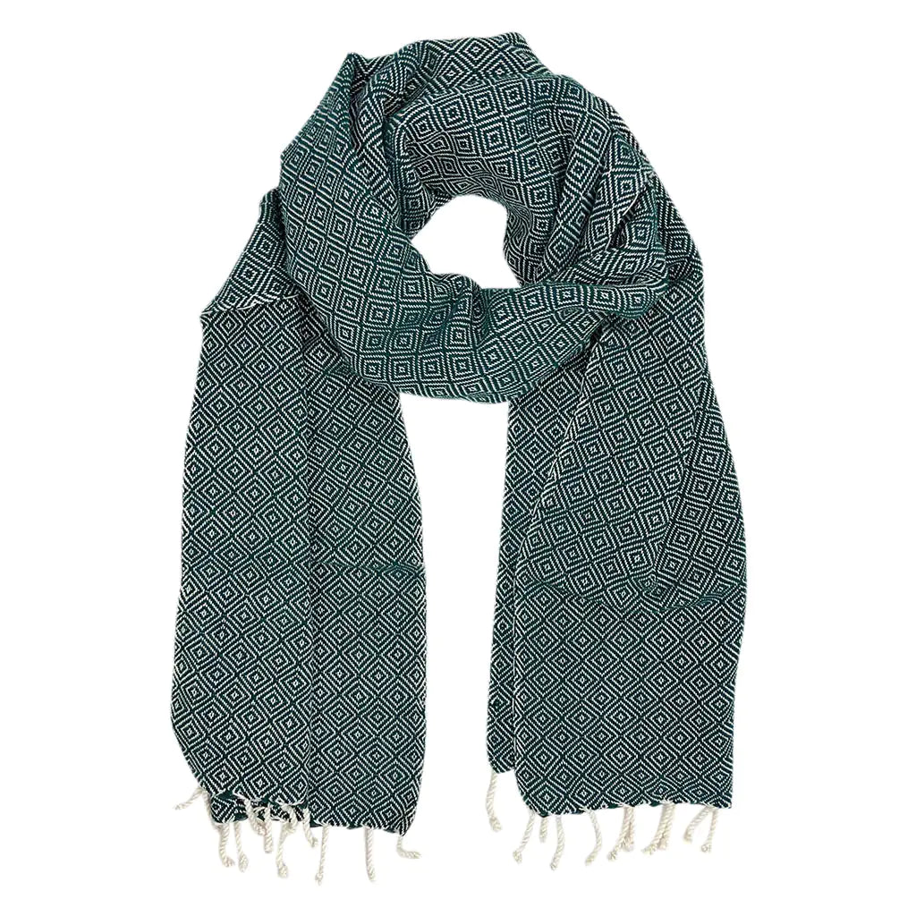 Organic Cotton Diamond Scarf Emerald