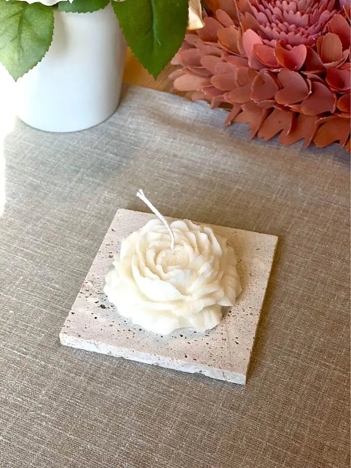 Peony Soy Wax Scented Candle Ivory Unscented
