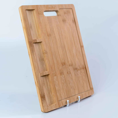 Extra Large Bamboo Cutting Board - 17x12.5 inch Wood Cutting Board for Meat, Cheese, Veggies - Wood Serving Tray with Juice Groove and 3 Compartments - Eloy Royal