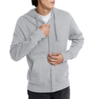 Hanes Mens Originals Full Heavyweight Fleece Sweatshirt Zip-Up Hoodie Light Steel