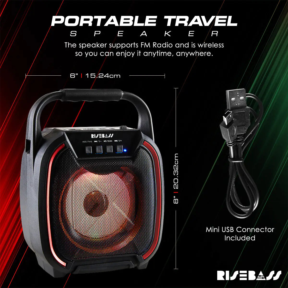 8" 600 watt Speaker - Portable Wireless Bluetooth Speaker with TWS Function