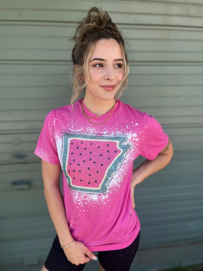 Watermelon Arkansas Bleach Tee