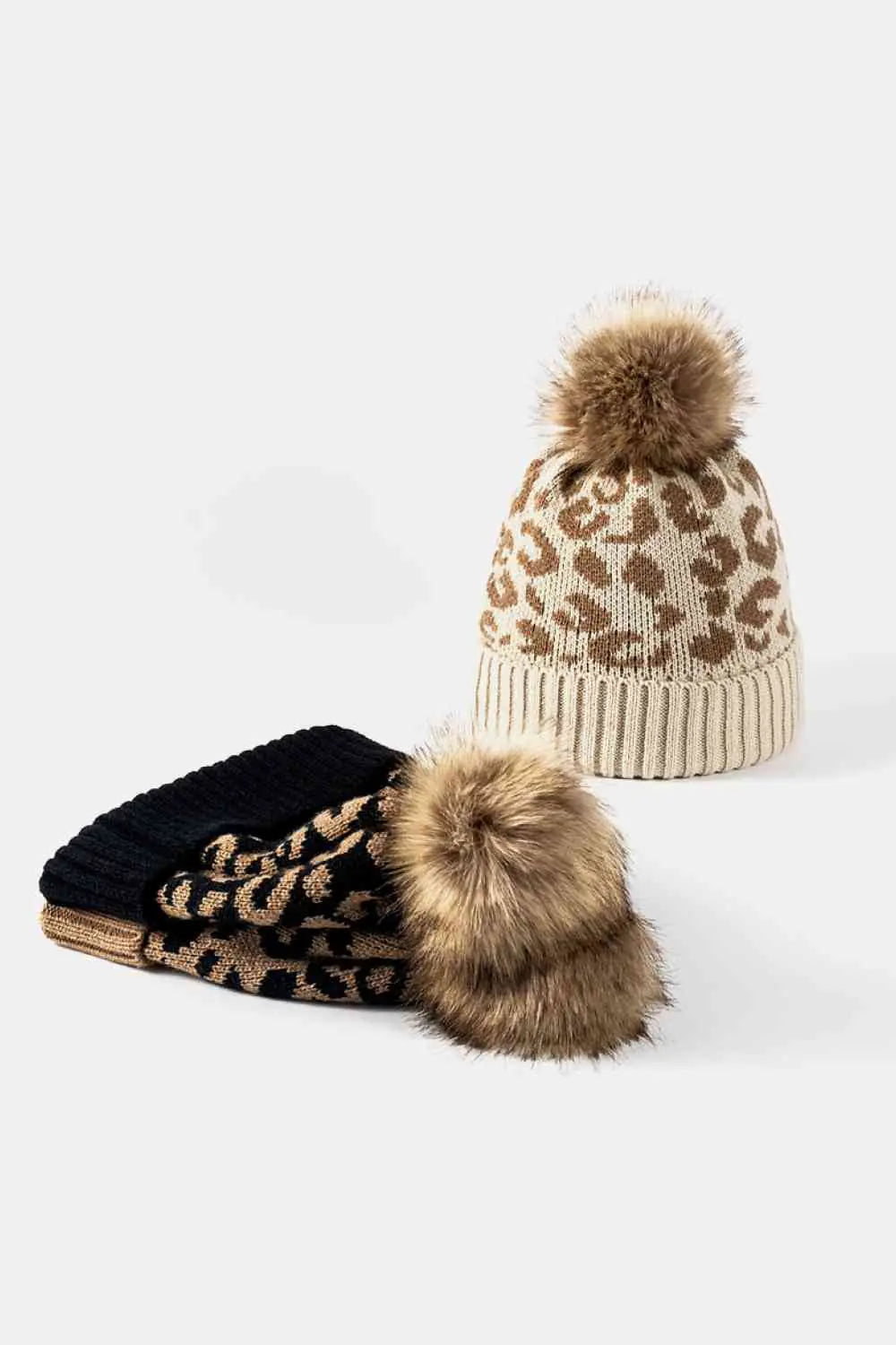 Leopard Pom-Pom Cuffed Beanie - Eloy Royal