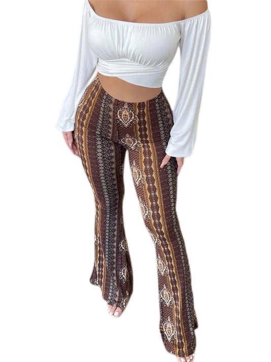 Women's  Flare Ethnic Print Pants - Eloy Royal